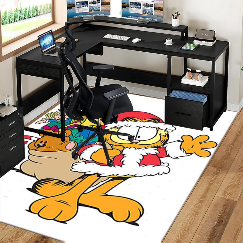 1pc Garfield Christmas Edition Chair Mat - Anime Cartoon Design, Non-Slip Carpet for Office, Home Decor, Living Room, Bedroom, Game Room, Dormitory Fl
