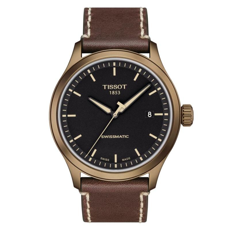 Tissot Повседневно-спортивные швейцарские автоматические часы: Корпус из нержавеющей стали 43 мм с покрытием хаки PVD, черный матовый циферблат с датой, Swissmatic ETA T116.407.36.051.00
