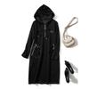 Quality European Goods Hooded Casual Skirt! Women's Sequin Stitching Over the Knee Ponte De Roma Front Placket Zipper Dress Fall and Winter