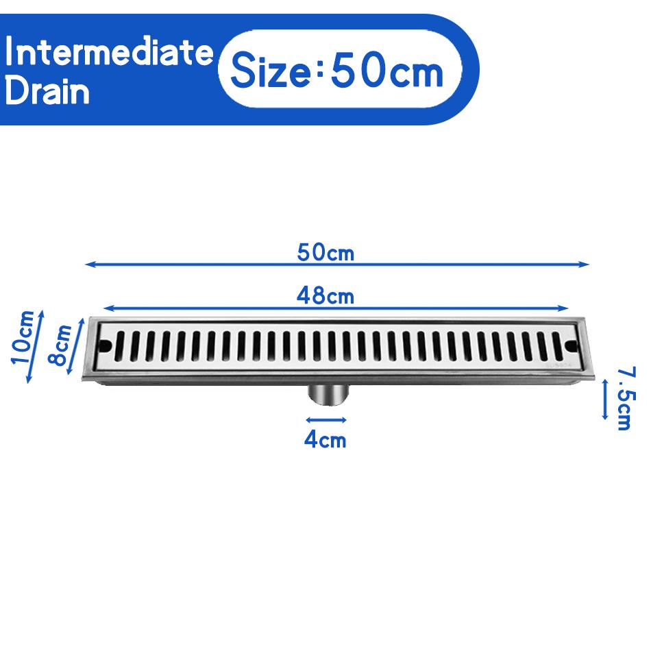 304 Нержавеющая сталь Слив для пола Анти-запах для ванной Душ Длинный слив Линейный слив для сточных вод Крышка для сливов для пола 20 30 40 50 CM