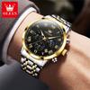 Multifunctional Men's Watches Chronograph Quartz Watch Moon Phase Calendar Luminous Waterproof Watch for Men