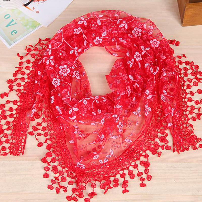 1Pc Women Triangle Wrap Lady Shawl Flower Lace Scarf Shawls