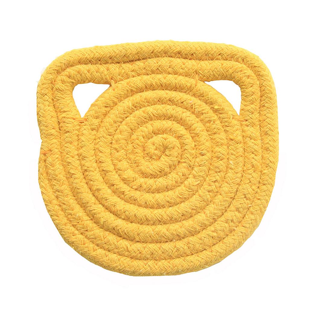 Yarn Braided Cute Cat Ears Placemats Non-Slip, Heat- Resistant For Dining Table