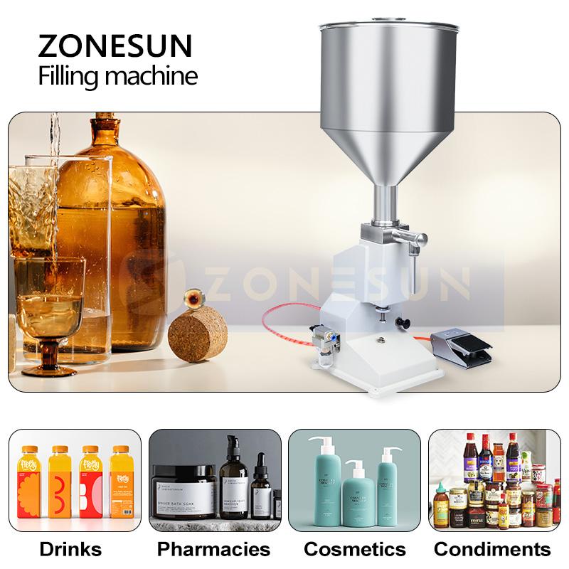 ZONESUN ZS-A02 Полностью пневматическая машина для розлива крема, шампуня, косметической пасты