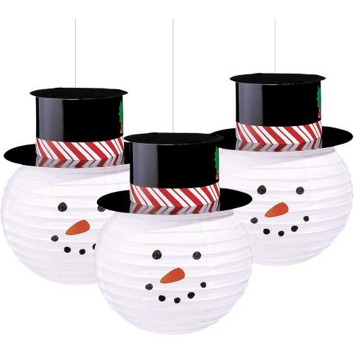 Paper Snowman Christmas Lantern (Pack of 3)