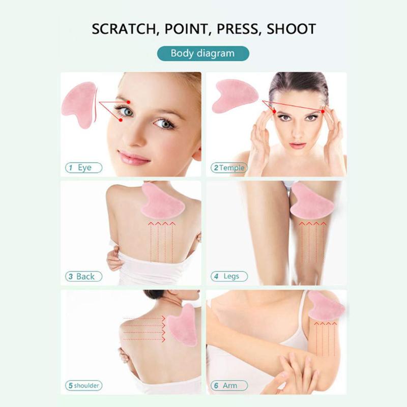 Скребок для гуаши из натурального камня, массажер для шеи, лифтинг лица, удаление морщин, красота и здоровье, розовые инструменты для гуаши для лица