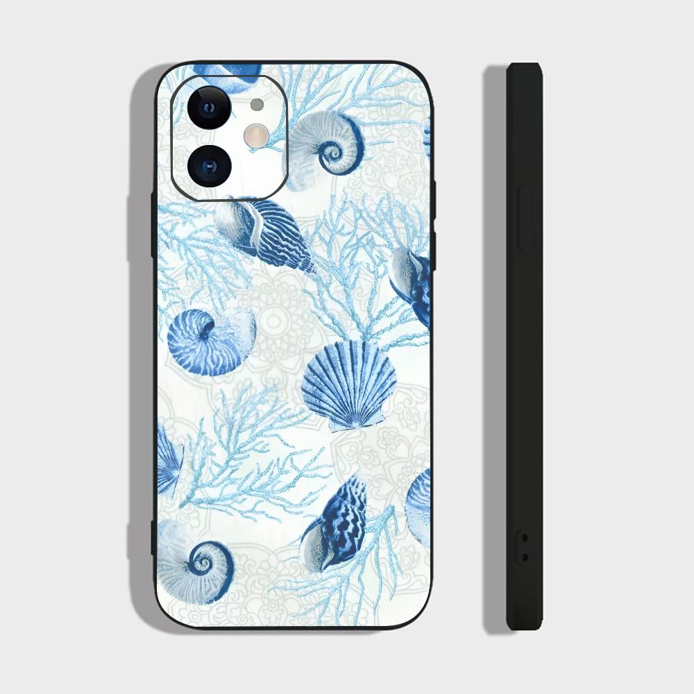 Синий Океан Для IPhone 13,17,11,12,16,14,15,Plus,Pro Max Мягкий Силиконовый Черный Чехол для Телефона