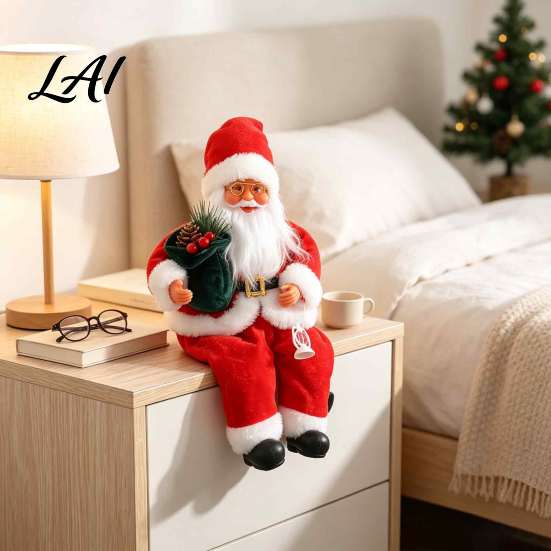 Christmas Sitting Santa Decorations Plush Claus Figurine 11.81 Inch Fabric Party Supplies for Kids Doll Holiday Home Decoration And Festive