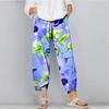 Men's Fashion Casual Pants Loose Wide Legs Workwear Pocket Bright Flowers Print Slack