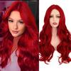 Synthetic Long Red Wig for Women Natural Looking Curly Wavy Hair Wigs for Daily Party Use Heat Resistant Fiber