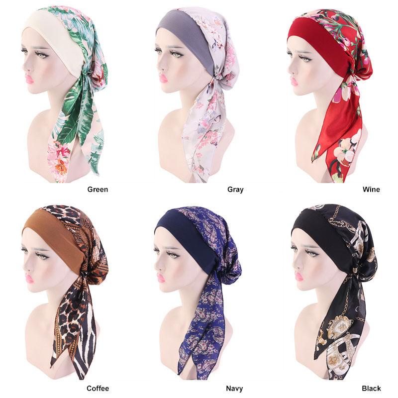 Women Cancer Head Scarf Chemo Hair Loss Hat Turban Pre-Tied Headwear Bandana