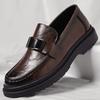 New Casual Leather Shoes Men's Trendy Business Formal Wear Leather Shoes Slip-on Rubber Office Loafers Soft Bottom Men's Shoes