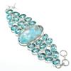 Caribbean Larimar, Blue Topaz Gemstone 925 Sterling Silver Bracelet 8"
