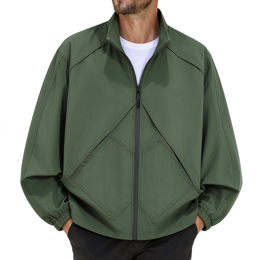 Men's Lightweight Breathable Outdoor Sports Jacket with Stand Collar and Mesh Design for Wear