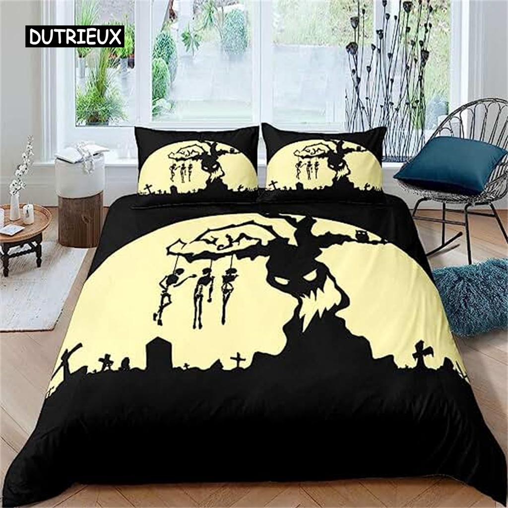 Пододеяльник Дерево Хэллоуин Ужас Тема Одеяло Чехол Готический Жуткий Пододеяльник Подростки Мужчины Серый Дерево Ужас Домашнее Украшение