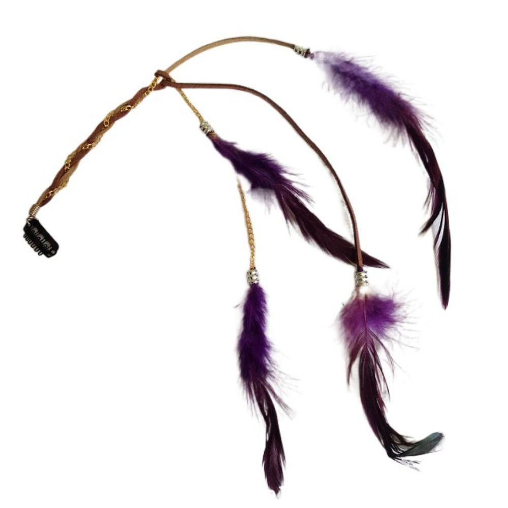 Длинная повязка на голову с кисточками и перьями, заколка для волос в стиле бохо, повязка на голову с перьями, головной убор для девочек