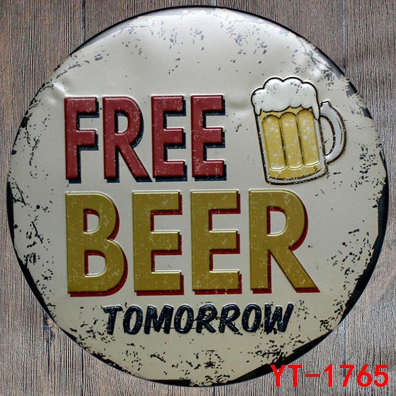 Football Beer Coffee Pizza Round Tin Painting Retro Nostalgia Popular Hair Salon Hotel Restaurant Decoration