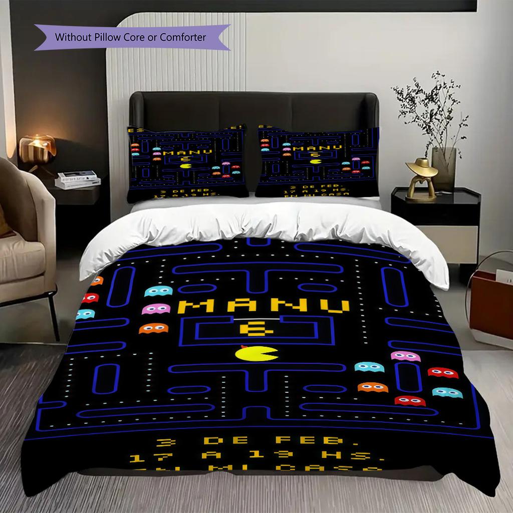Pixel Love Player Bedding(1 * duvet cover + 2 * pillowcase, without core) Christmas birthday gift Duvet cover and pillowcase Soft and comfortable