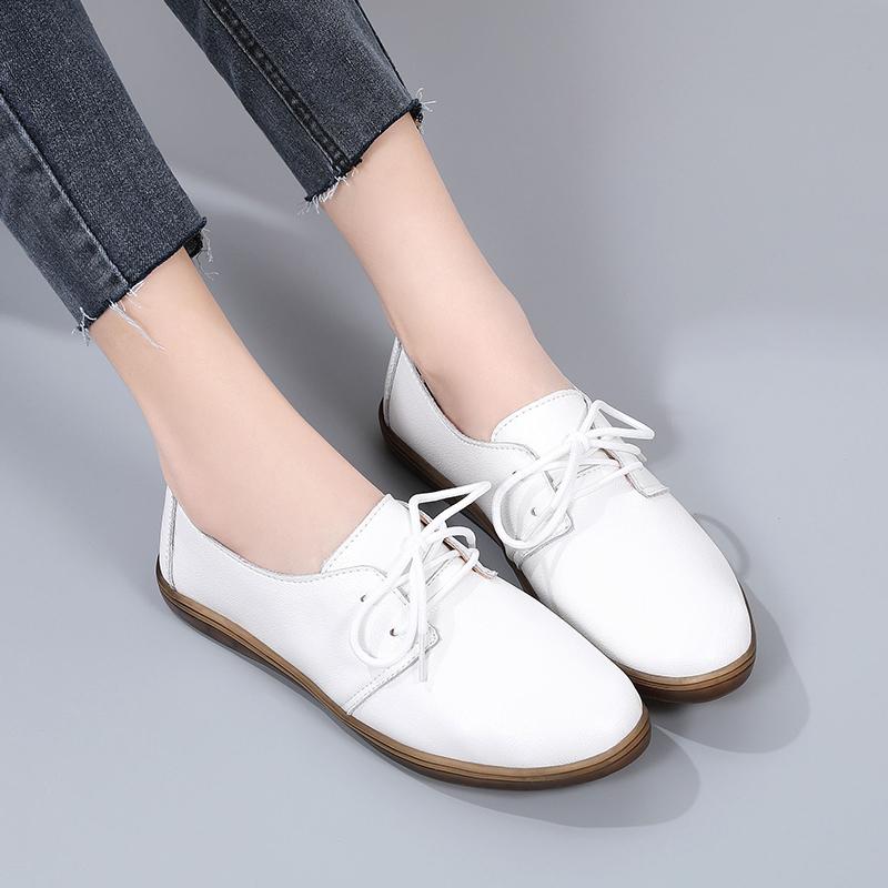 Женские белые туфли на плоской подошве, мокасины для вождения, повседневные черные туфли для ходьбы в стиле минимализма для мам, большой размер