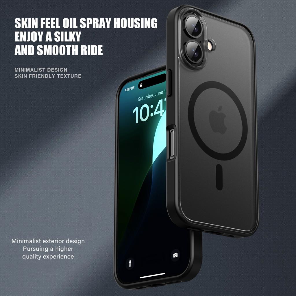 For iPhone 16 Plus Case Matte PC+TPU Phone Cover Compatible with MagSafe