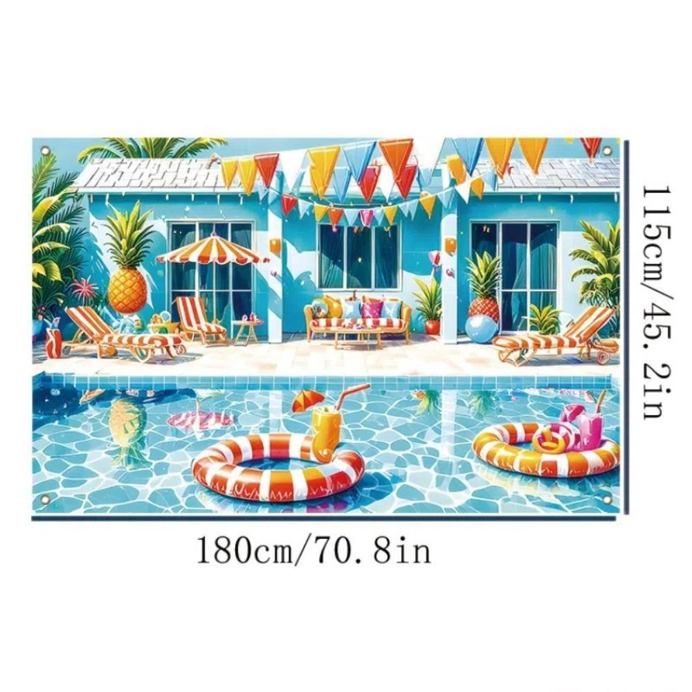 Тропическая тема Летний пляжный фон Ананасовый зонтик для вечеринки Подвесной баннер Праздничная вечеринка