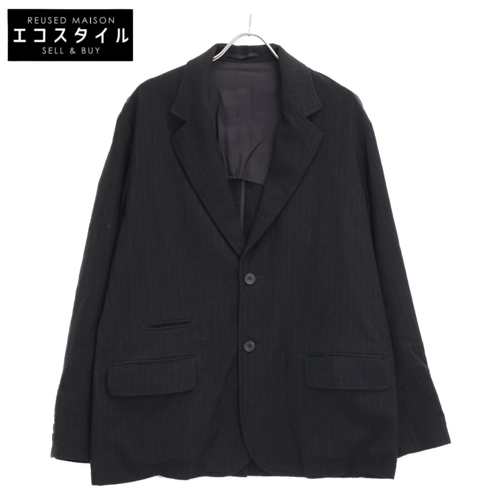 ULTERIOR 25AW Black Washed Wool Silk Stripe 2B Jacket Jacket 3 blackUsed