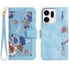 For Oppo Reno14 Pro 5G (Global)/Reno13 Pro 5G Case PU Leather Floral Phone Cover with Card Slots/Wrist Strap
