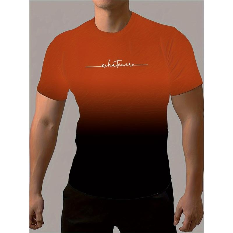 Простая градиентная 3D-печать футболка с короткими рукавами большого размера спортивная дышащая мужская одежда