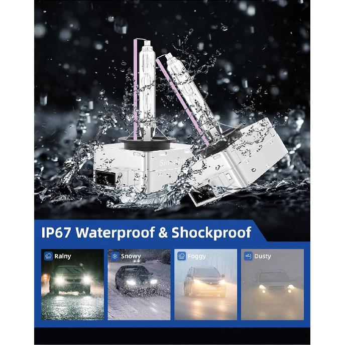 Sinoparcel Лампа ксеноновая HID D1S/D1R для фар - 10000K 35W Светодиодные лампы ближнего/дальнего света - Комплект из 2 шт.