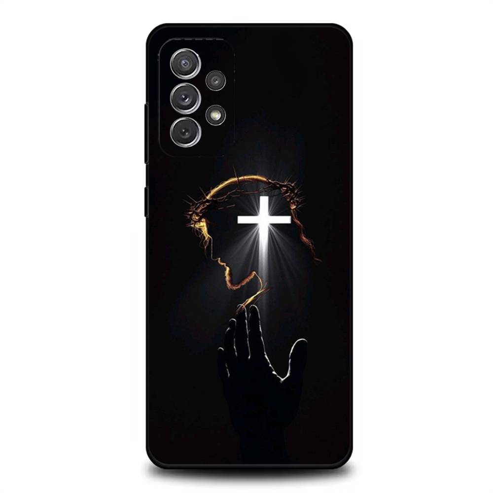 Христианский чехол для телефона с цитатой из Библии Иисуса для Samsung S 25,24,23,22,30,21,10,9,Ultra,Plus,Lite,FE,4,5G Черный Мягкий чехол