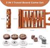 Набор 3-в-1 для путешествий: шахматы, нарды, шашки, сворачиваемый кожаный, 32 жемчужные фигуры, 5 кубиков, портативный 13x10 дюймов