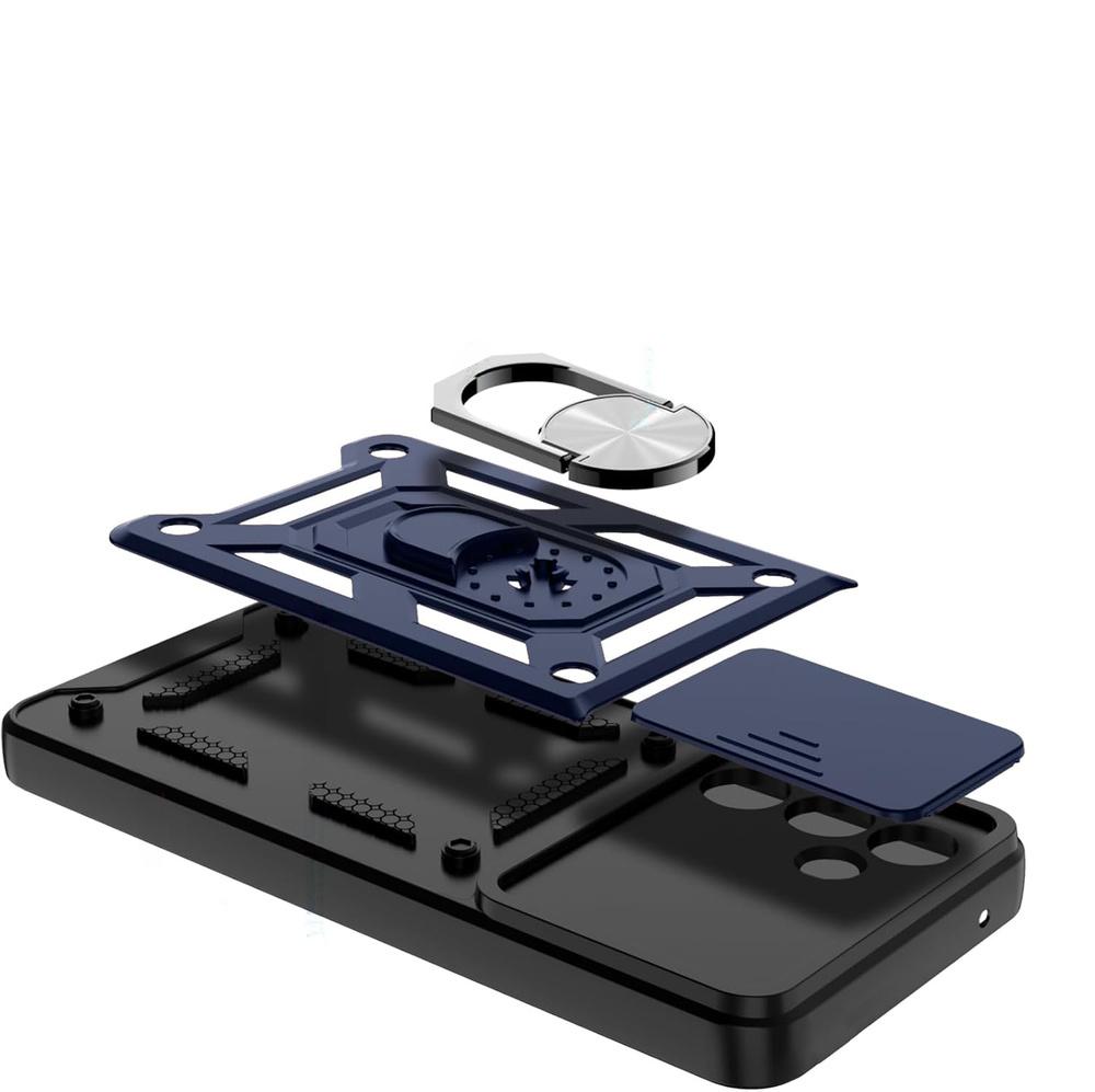 Armored case for Samsung Galaxy A26, CamShield Slide, blue + 9H tempered glass