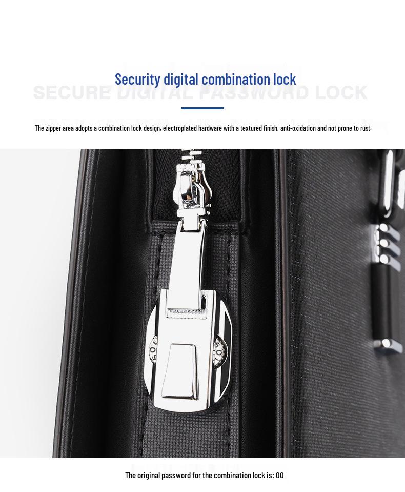 Мужской портфель из натуральной кожи с защитой от кражи и кодовым замком – Многофункциональная сумка для ноутбука из коровьей кожи