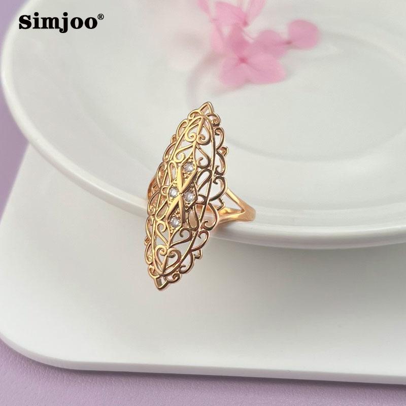 SIMJOO Кольцо из розового золота с модным дизайном и геометрическим цирконием
