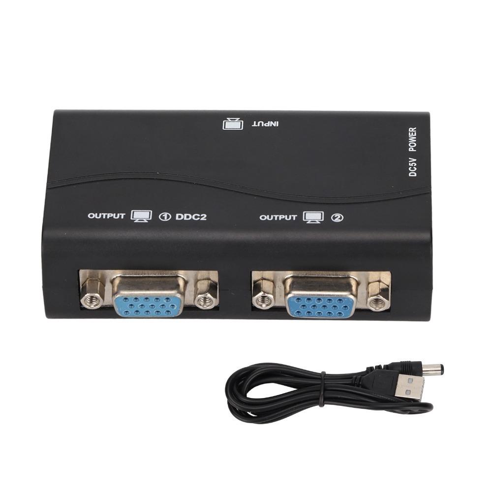 1 in 2 Out VGA Splitter 250MHz Video Distribution Duplicator VGA Splitter Amplifier Laptop