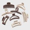 Fengpin 8-Piece Brown Hair Accessory Set: Square, Twist, Cross Hairpins, Ponytail, and Shark Clips