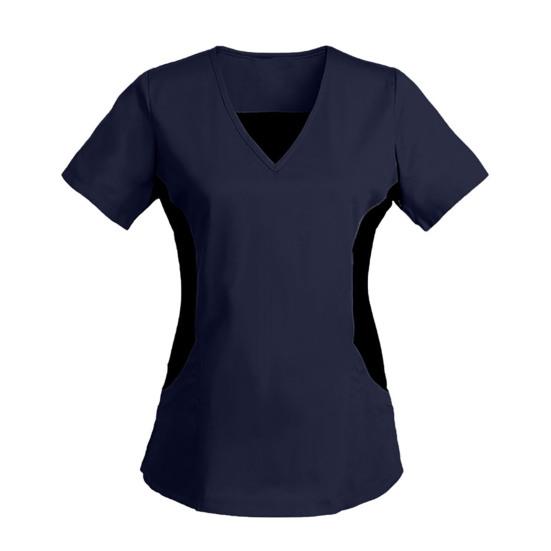 Топ для медсестры с v-образным вырезом контрастного цвета, с короткими рукавами, свободный мягкий дышащий пуловер, повседневная одежда, одежда для работников по уходу