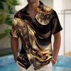 Summer Men's Shirt Color Ink 3d Print Hawaiian Shirts For Men Casual Short Sleeved Lapel Tops Loose Oversized Shirt