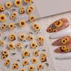 5D Embossed Sunflower Bee Nail Stickers - Three-Dimensional Embroidery Style