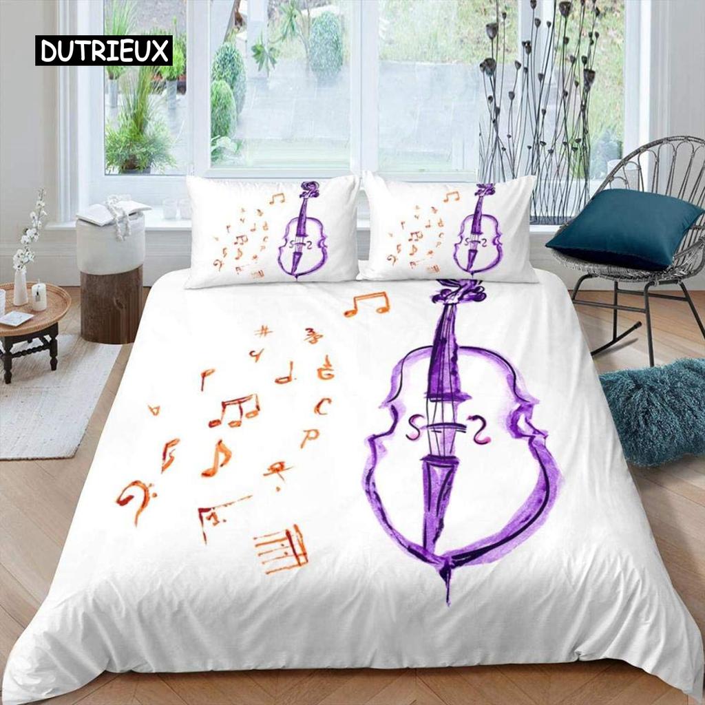 Пододеяльник со скрипкой, комплект постельного белья с классической музыкальной тематикой, одеяло с узором «тай-дай» для подростков и взрослых, пододеяльник из микрофибры для королевского одеяла