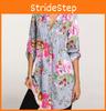 Elegant Bb Women Floral Print V-neck Big Size Tops Tunic For All Seasons