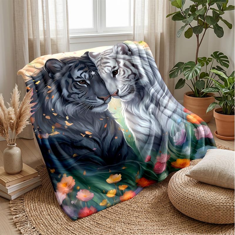 Tiger Love Artwork 1 Theme blanket Lightweight Warm Flannel Blanket Decorative Throw Blanket for Home Decoration