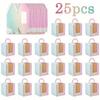 25/50pcs Individual Cupcake Boxes, Single Cupcake Containers, Cupcake Holders With Handles, Clear Window And Inserts-(Multicolor Gradient) For Shops