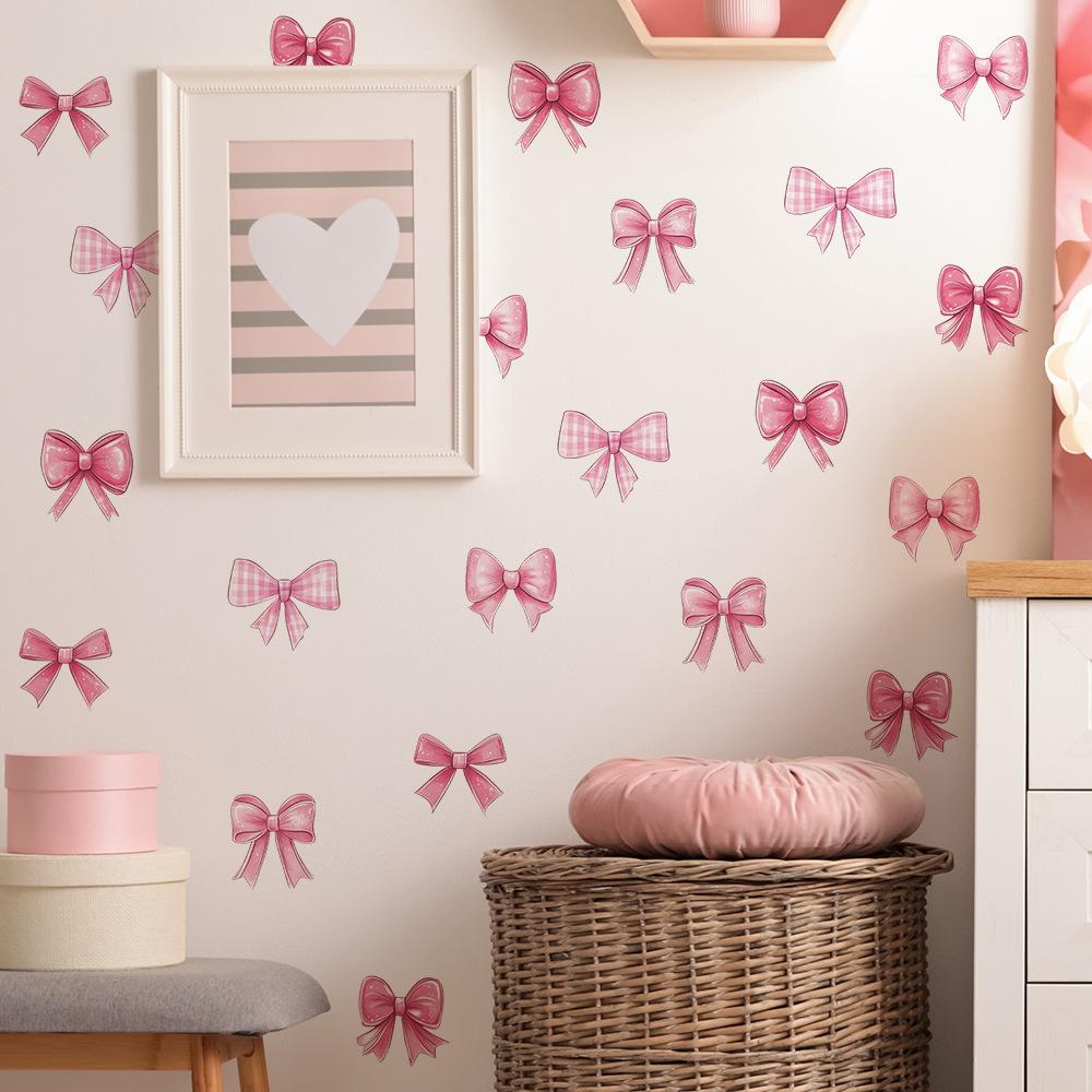 Cartoon Bow Bedroom Living Room Home Wall Background Beautification Decoration Wall Stickers