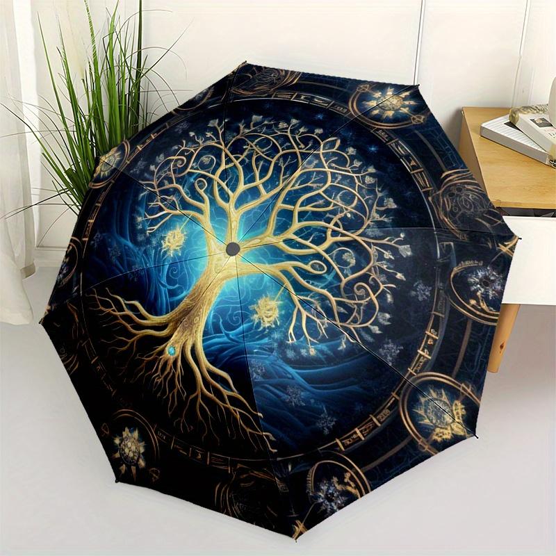 "Enchanted Tree of Life Wall Art: Mystical Decor for Your Space"Umbrella, Portable 3-Fold Compact Umbrella for Men & Women ES6