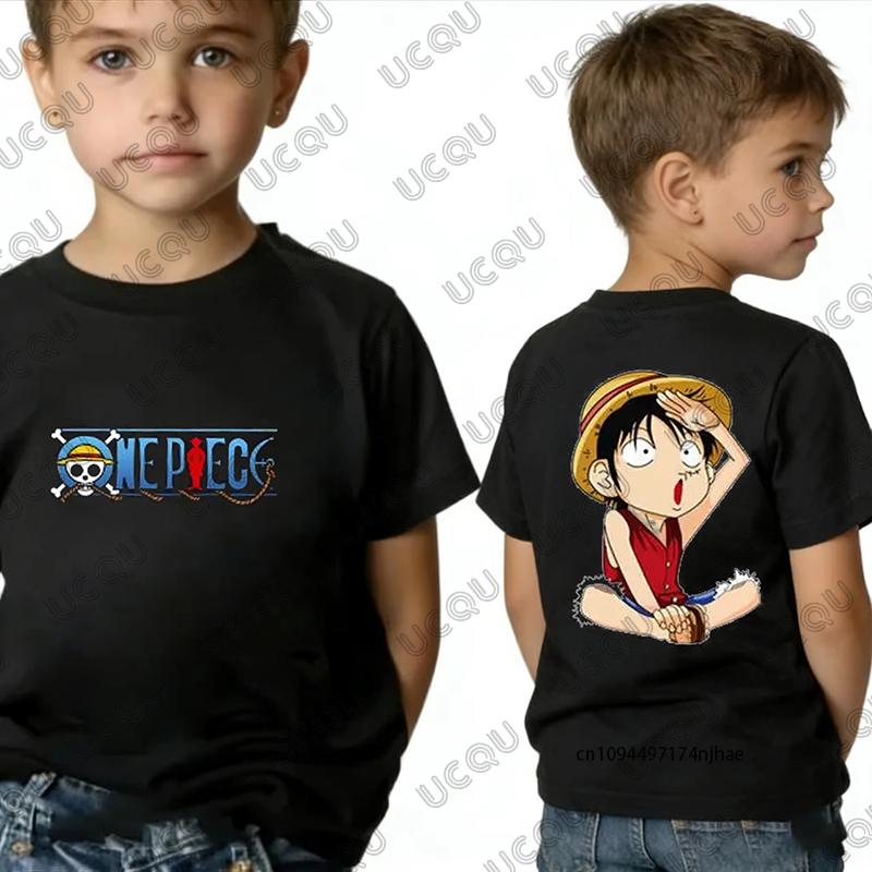 2026 Новое аниме One Piece Луффи Зоро Мультяшная Графическая Хлопковая Футболка Для Детей Летняя Спортивная С Круглым Вырезом Футболки Повседневные Детские/Взрослые Топы