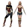 Women Superhero Godness Diana One-piece Tights Jumpsuit Adult Halloween Cosplay Costume Carnival Party Performance Print Outfit