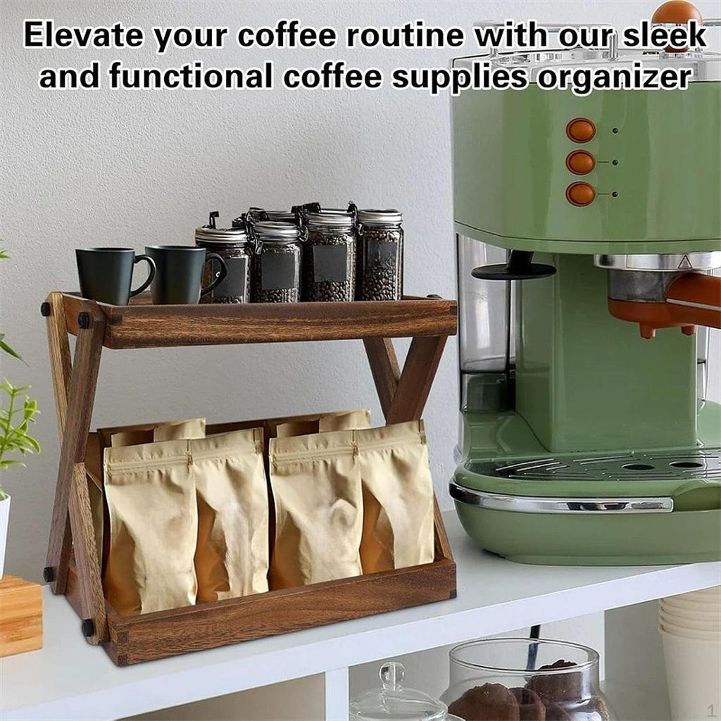 Деревянная настольная полка-органайзер для кофемашины, ретро-подставка для хранения приправ на двух ярусах.