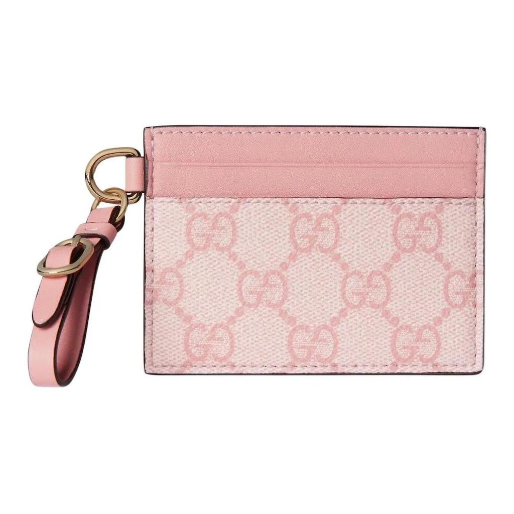 Gucci Бренд GG Emblem культовый принт водостойкая ткань держатель для карт женский светло-розовый