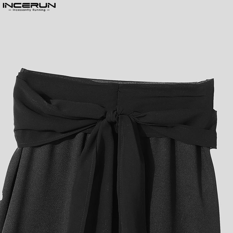 INCERUN Мужские эластичные брюки-бабочки с резинкой на талии, сетчатые, прозрачные, повседневные, длинные, кружевные брюки